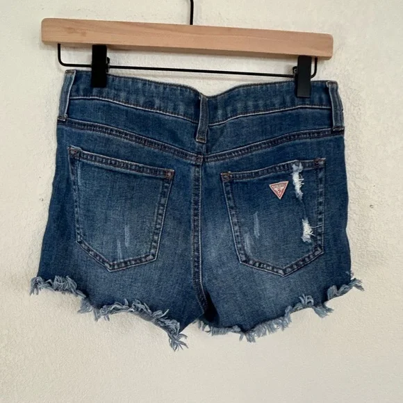 Guess Blue Distressed Jean Shorts - Picture 2 of 10